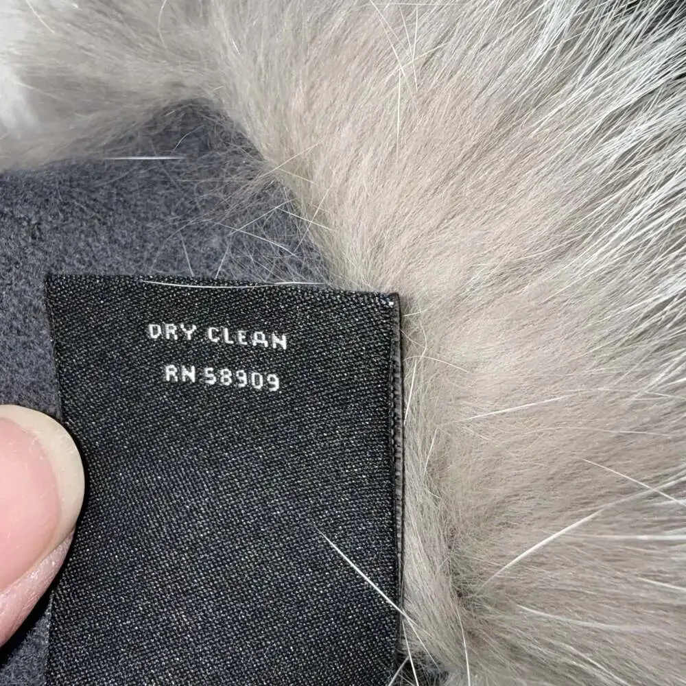 Dillards One Cashmere Wool Blend Knit Gloves Rabbit Fur Trim OS Gray NWOT